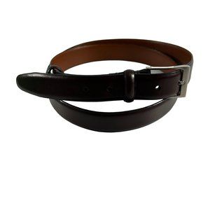 Brown Full Grain Leather Mens Belt Size 46/115 Unbranded Silver Tone Buckle